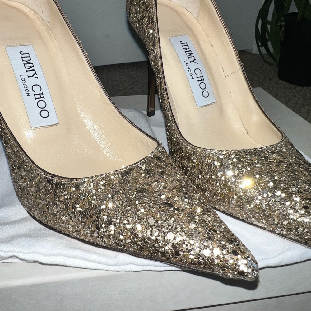 Jimmy Choo Abel Pumps Gold Glitter - Picture 5 of 10